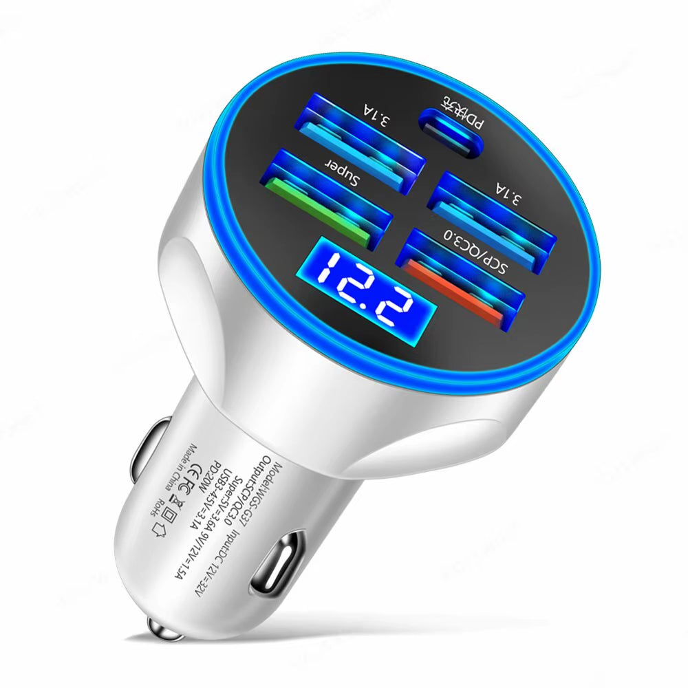 4Usb PD 250W Car Charger Type C Fast Charging Auto Mobile Phone Adapter for Iphone Samsung Huawei Xiaomi QC 3.0