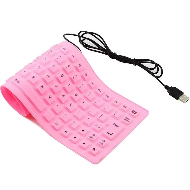 Silicone Mute Soft Keyboard 85-Key Computer Keyboard USB Wired Keyboard Portable Mini Laptop Pc Folding Waterproof Keyboard