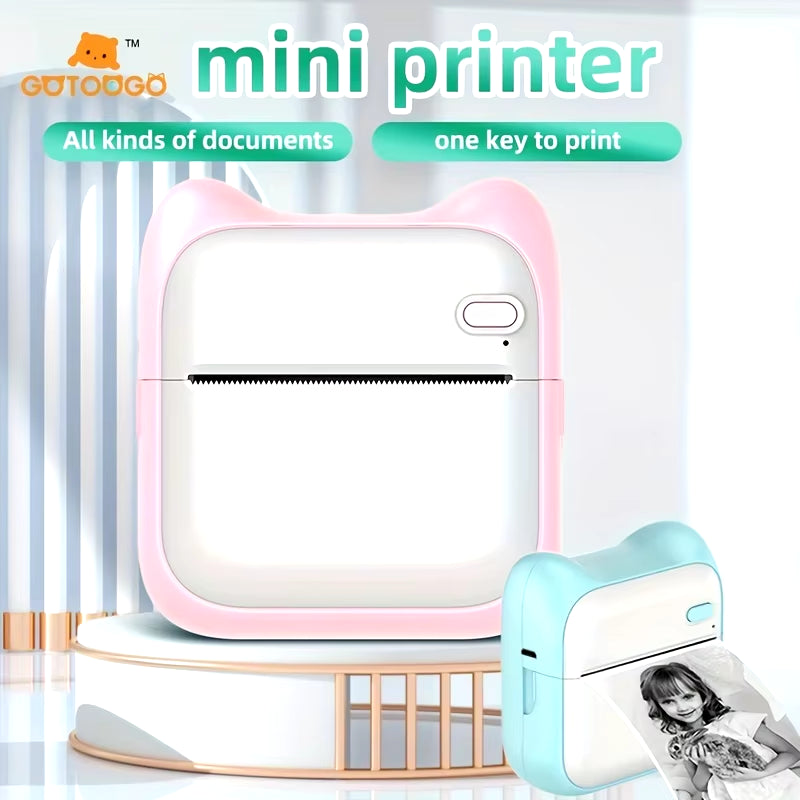 Mini Photo Printer for Iphone/Android,1000Mah Portable Thermal Photo Printer for Gift Study Notes Work Children Photo