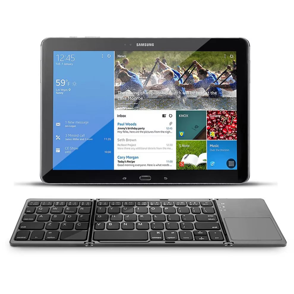 Foldable Wireless Keyboard Ultra Slim Touchpad Bluetooth Keyboard Rechargeable Folding Keyboard for Tablet Laptop