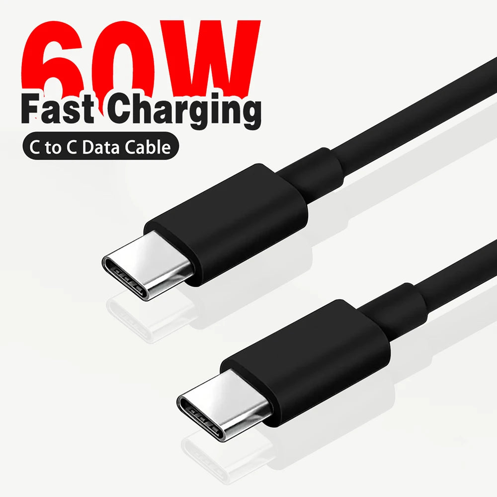 PD 60W USB C to USB Type C Cable Fast Charge Data Cable for Iphone 15 15Pro Huawei Samsung Xiaomi Data Line Black White 1M 2M 3M