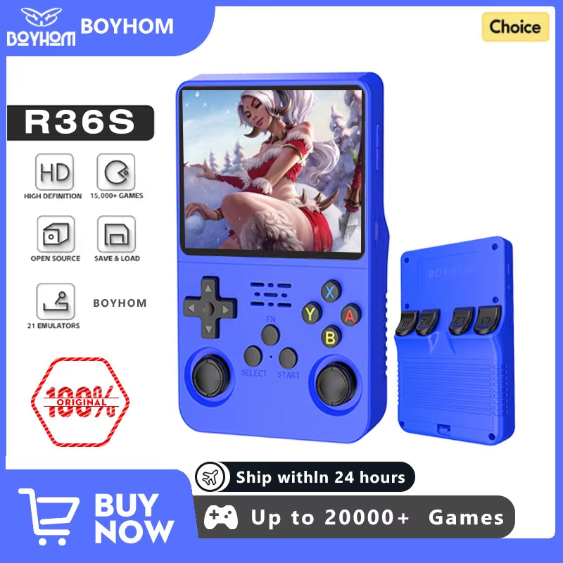 Open Source R36S Retro Handheld Game Console Linux System 3.5 Inch IPS Screen Portable Pocket Video Player 64GB Game Gift