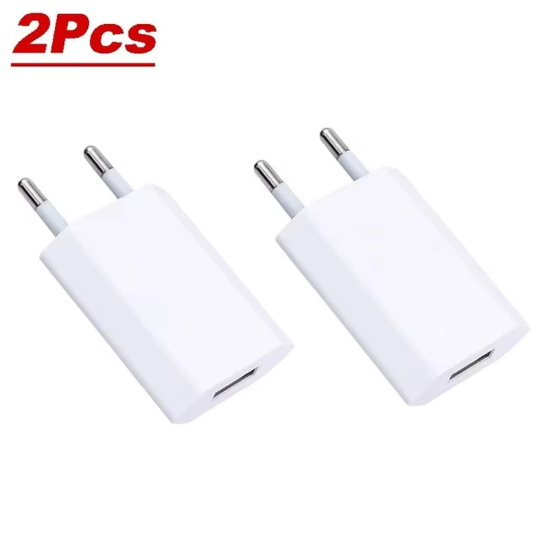 2-5Pcs 5V 1A Eu AC Home Travel USB Wall Charger for Iphone 6 7 8 plus X Xr 11 12 13 14