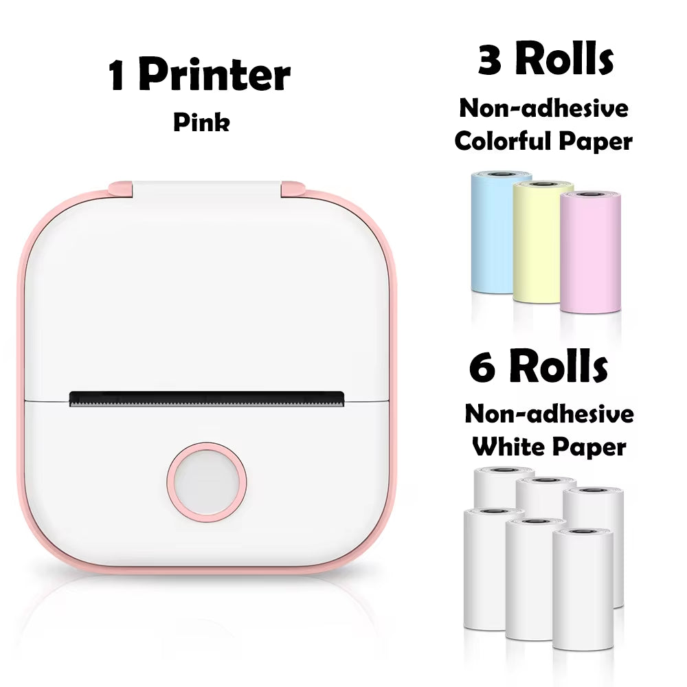 T02 Mini Printer Portable Printer Thermal Printing Sticker Wireless Inkless Pocket Printer Self-Adhesive Label Printer