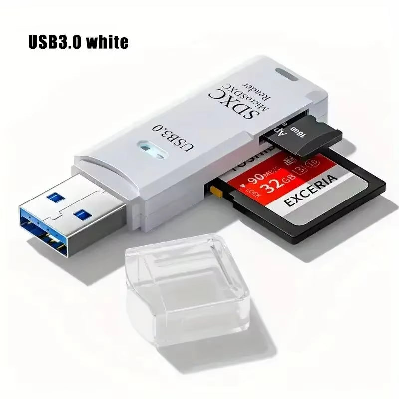 Robust 2-In-1 USB 3.0 2.0 Micro SD Card Reader High Speed Data Transmission up to 5Gbps Compatibility Multiple for PC Camera