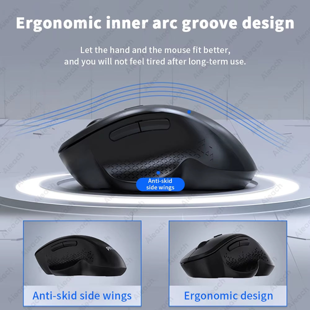 Dual Mode Wireless Computer Mice 1600 DPI Rechargeable Ergonomic Bluetooth Mouse for Laptop/Notebook/Ipad/Tablet/Mac/Chromebook