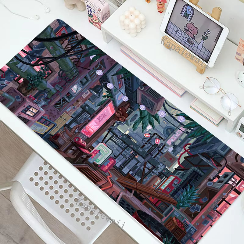 Pixel Art Gaming Mousepad XXL Computer Laptop Gamer Extended Mouse Mat Large Anime Mouse Pad 900X400 Keyboard Kawaii Desk Mat