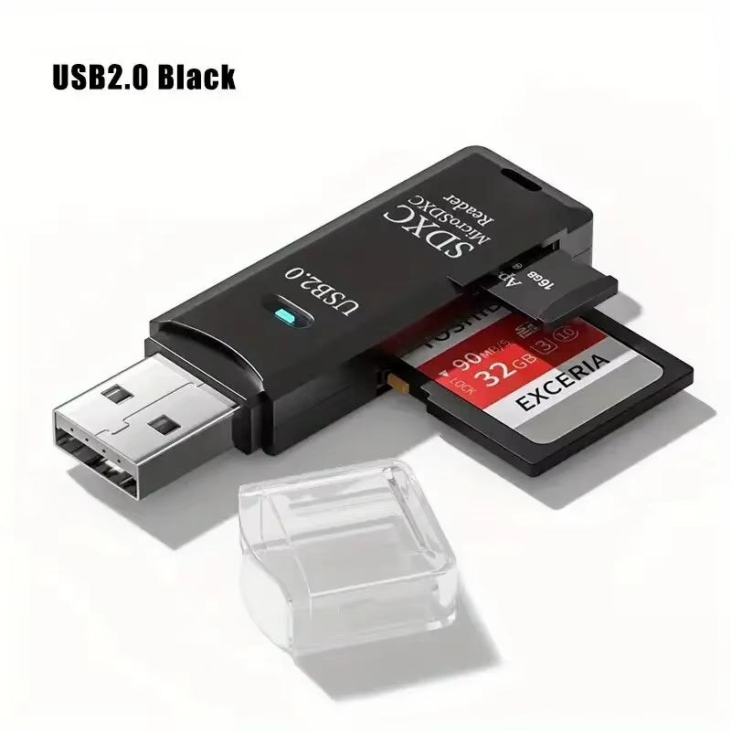 Robust 2-In-1 USB 3.0 2.0 Micro SD Card Reader High Speed Data Transmission up to 5Gbps Compatibility Multiple for PC Camera