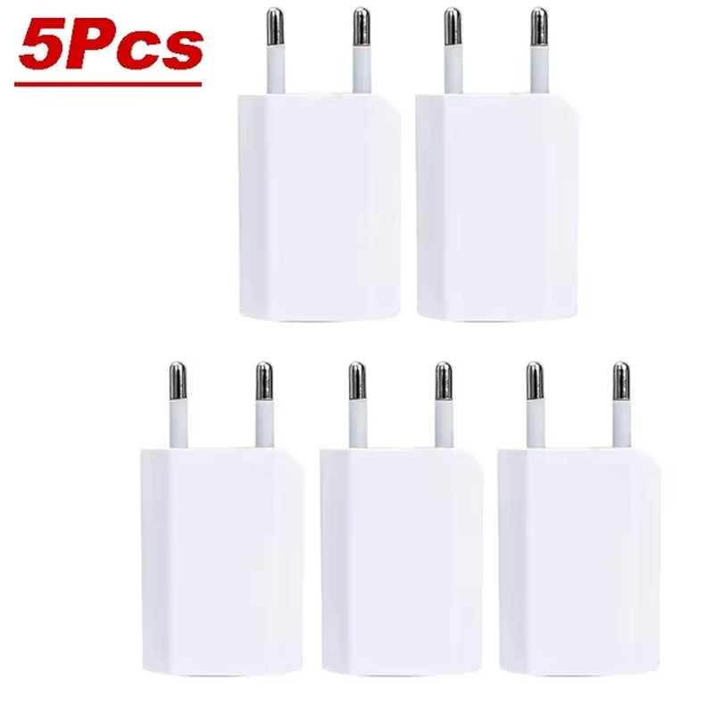 2-5Pcs 5V 1A Eu AC Home Travel USB Wall Charger for Iphone 6 7 8 plus X Xr 11 12 13 14