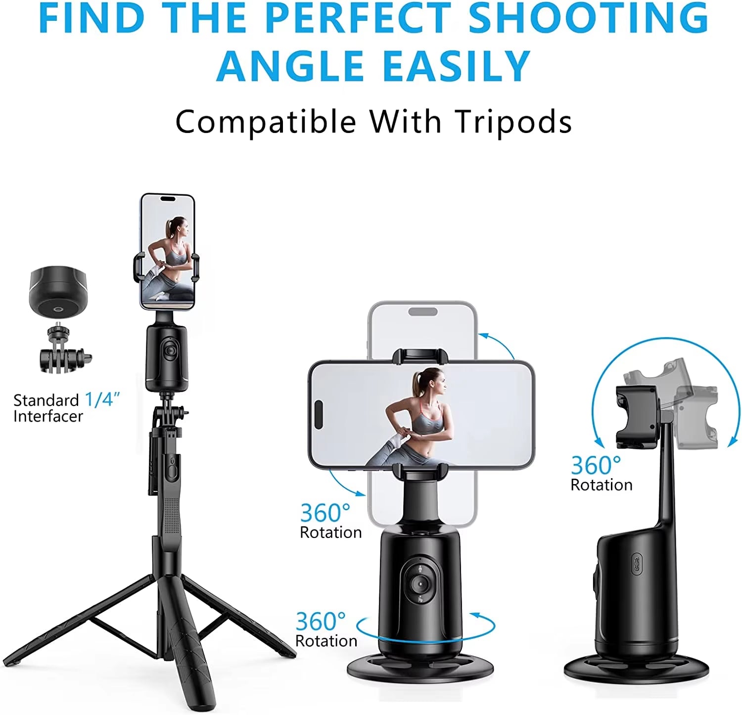 P01 Auto Tracking Shooting Gimbal AI Camera Recognition Body Face Track 360 Rotation Intelligent Follow Live Shoot Phone Stand