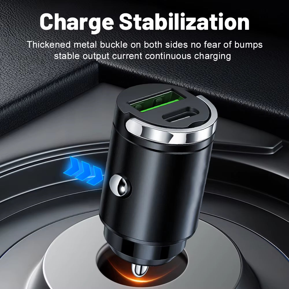 Mini PD USB Car Charger Lighter Type C Car Charger for Xiaomi Samsung Huawei Super Fast Charging QC3.0 Car Charger for Iphone