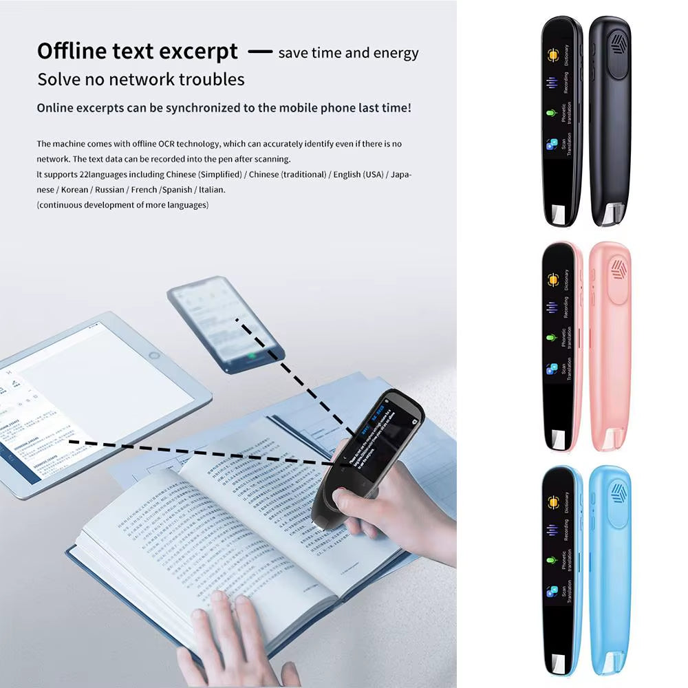 Offline Translation Pen for Teacher Student Dictionary English Intelligent Scanning Point Reading 123 Languages Translator Pen