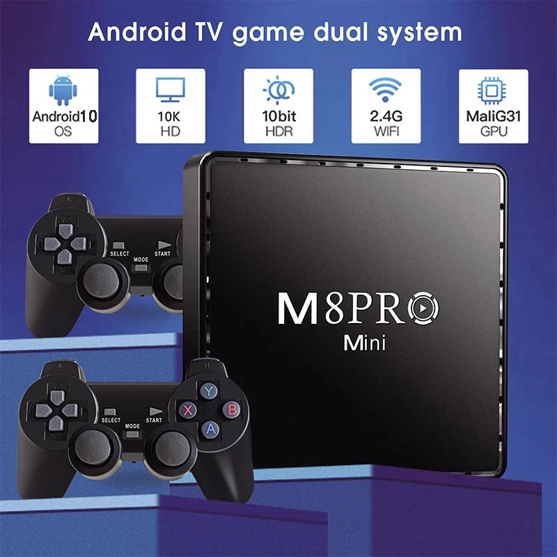 M8 Pro Mini Game Box 4K HD 64GB 10000+Games H313 Android 10 4G Wi Fi Smart TV Media Player Games Console Retro Game Console