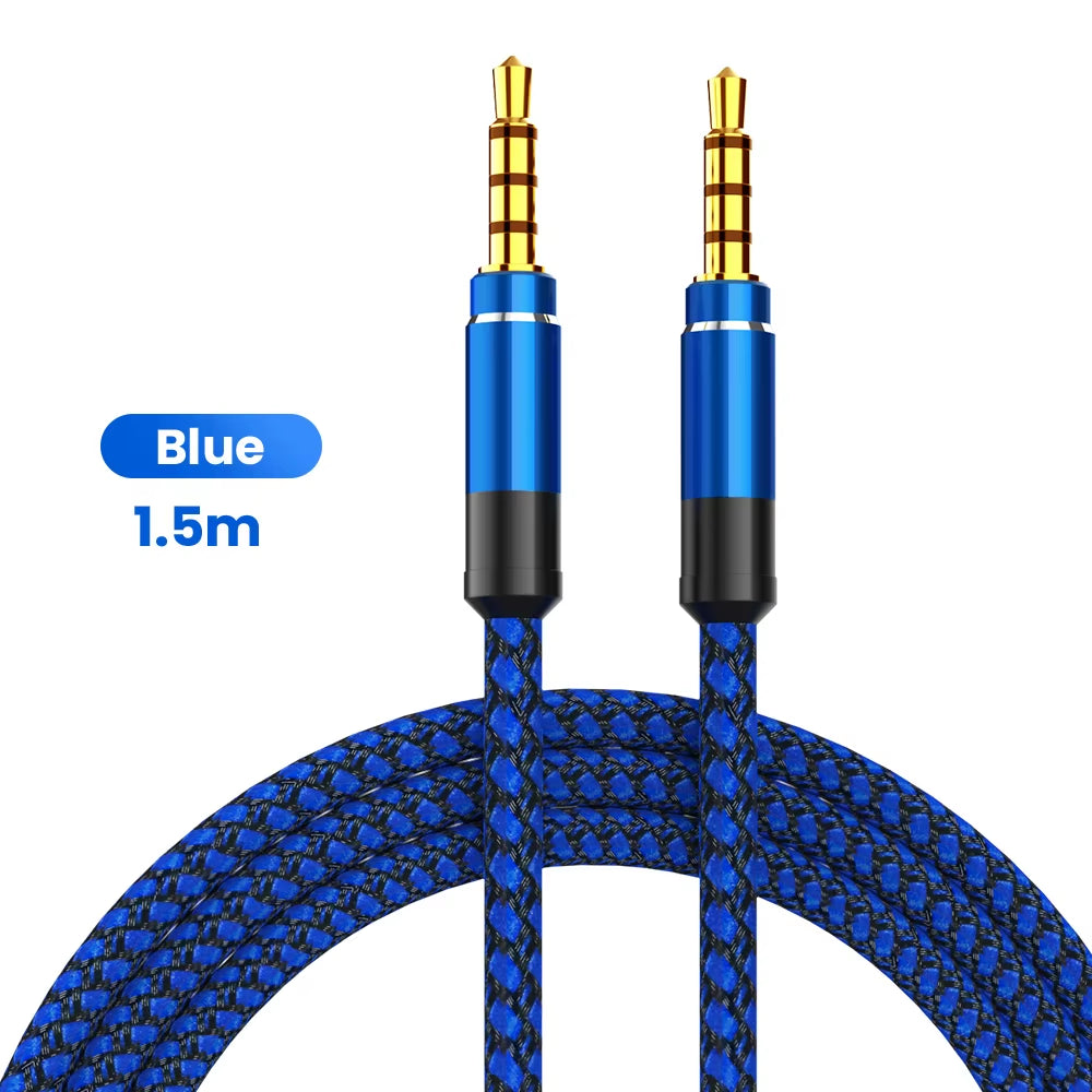 1.5M Jack 3.5Mm Audio Cable Nylon Braid 3.5Mm Car AUX Cable Headphone Extension Code for Phone MP3 Car Headset Speaker