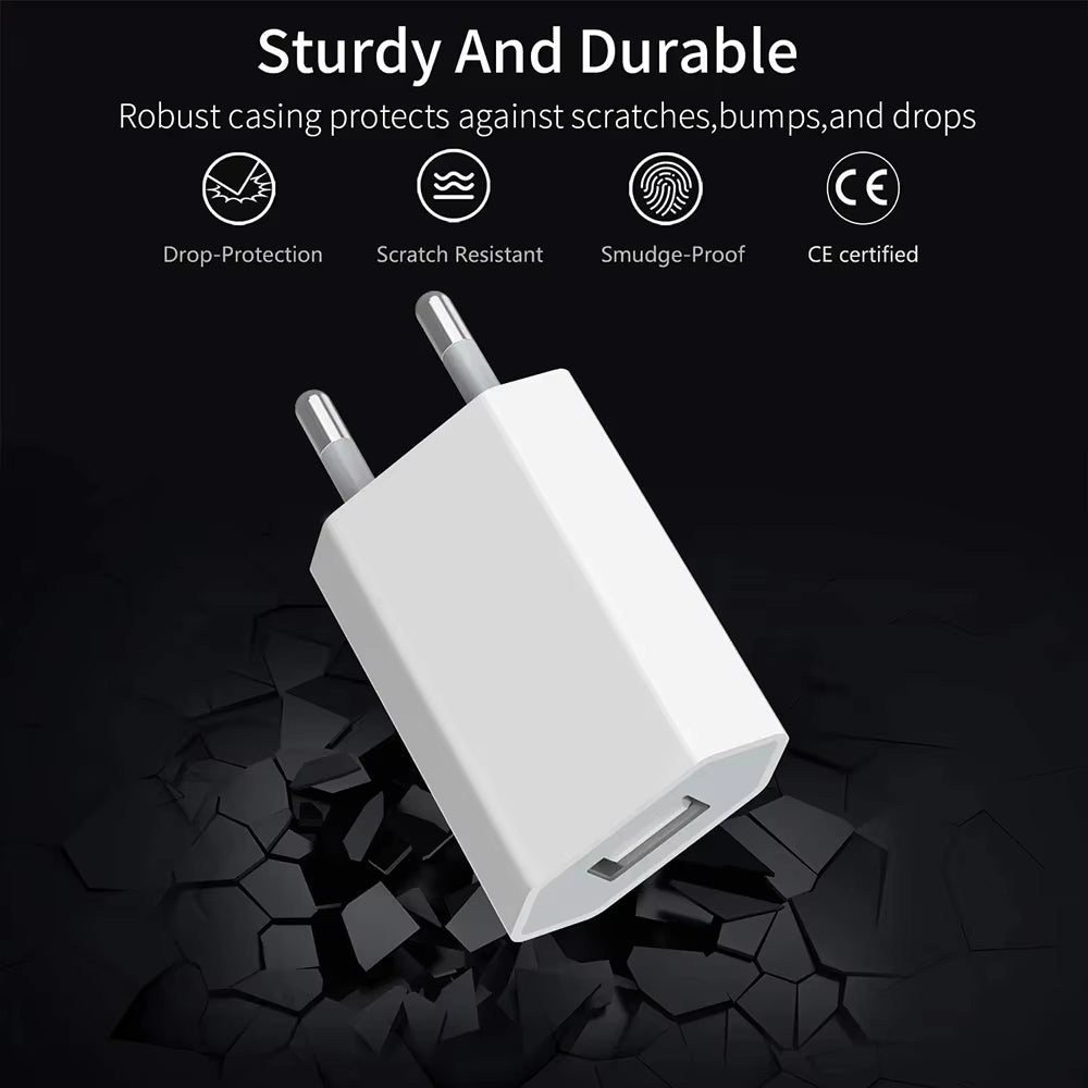 2-5Pcs 5V 1A Eu AC Home Travel USB Wall Charger for Iphone 6 7 8 plus X Xr 11 12 13 14