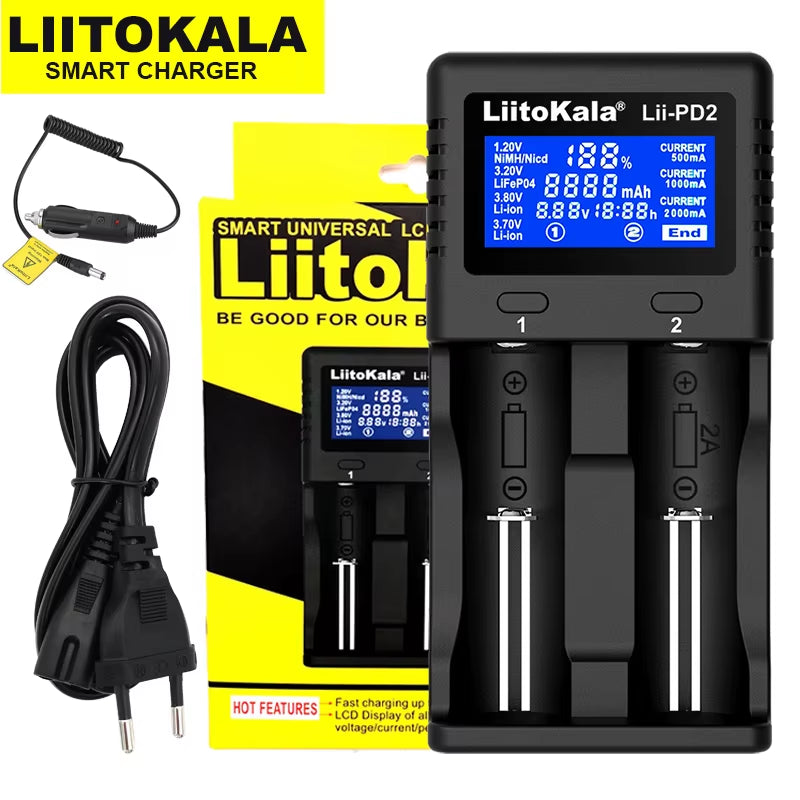 Lii-Pd2 LII-PD4 Battery Charger for 18650 26650 21700 18350 AA AAA 3.7V/3.2V/1.2V Lithium Nimh Batteries