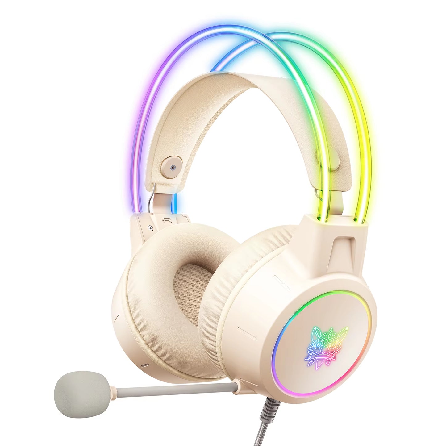 X15 Pro Wired Headphones with RGB Head Beam Flexible Mic Button Control Gaming Headset Gamer for Compute PC