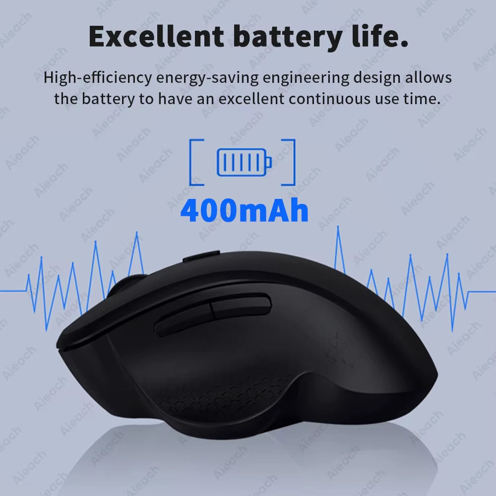 Dual Mode Wireless Computer Mice 1600 DPI Rechargeable Ergonomic Bluetooth Mouse for Laptop/Notebook/Ipad/Tablet/Mac/Chromebook