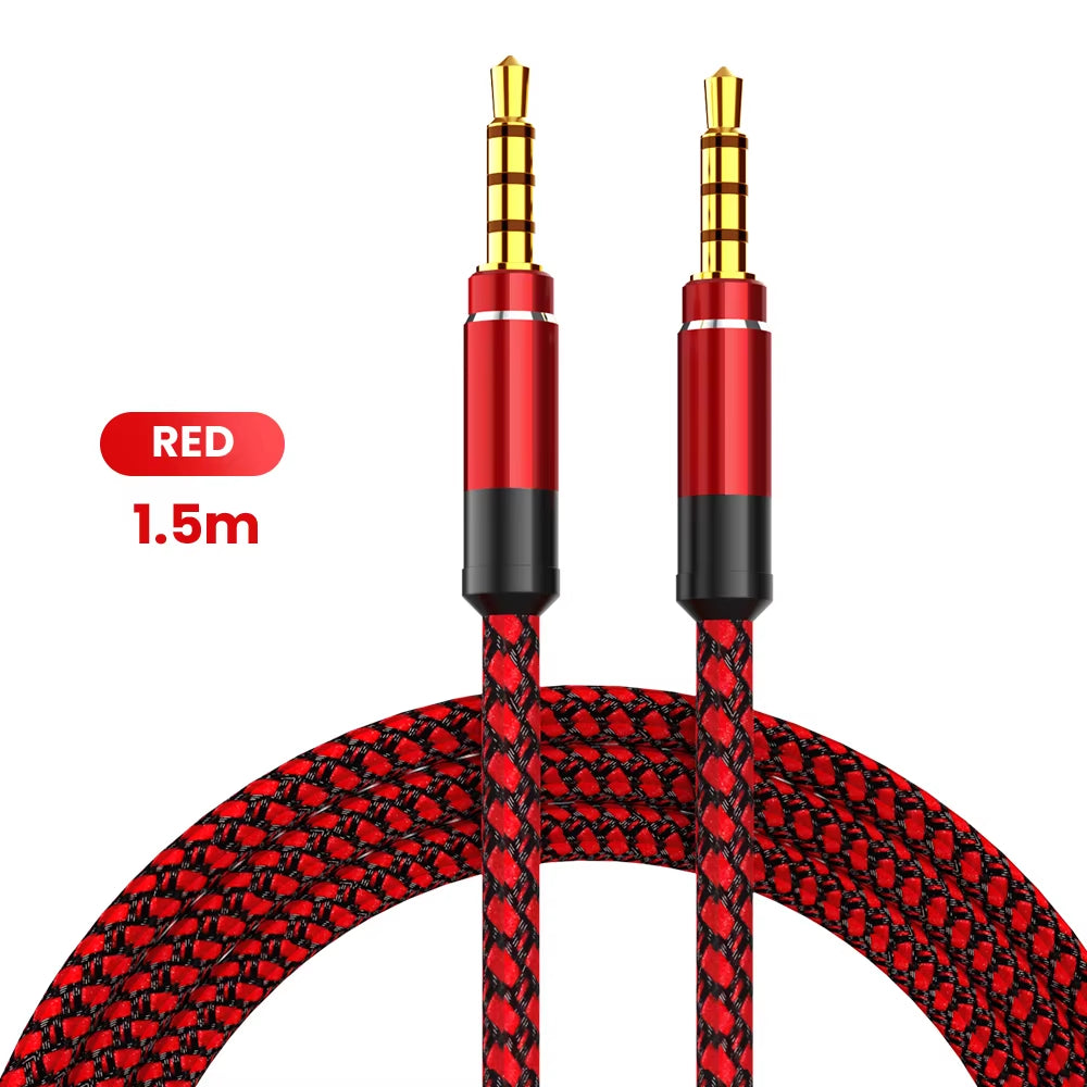 1.5M Jack 3.5Mm Audio Cable Nylon Braid 3.5Mm Car AUX Cable Headphone Extension Code for Phone MP3 Car Headset Speaker