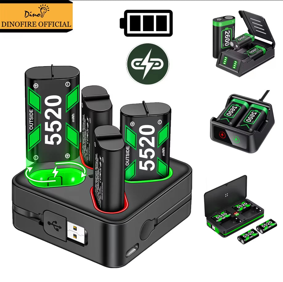 Charging Station for Xbox Series X/Xbox Series S 4 Batteries Pack for Xbox One X/Xbox One S/Xbox One Rechargeable Battery