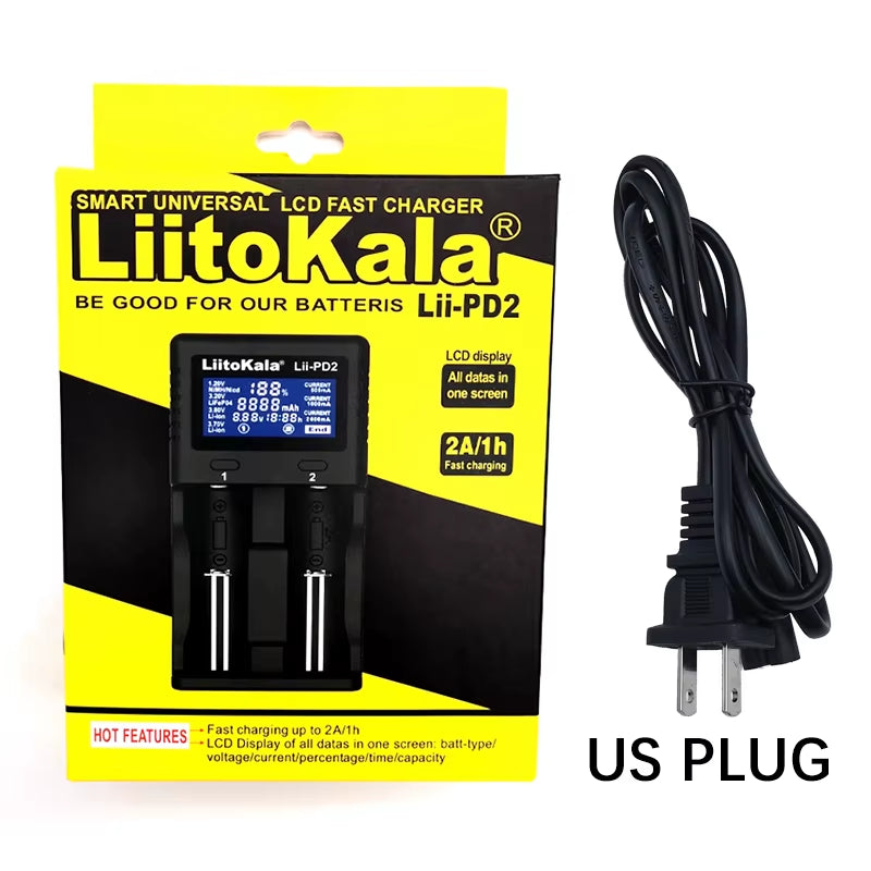 Lii-Pd2 LII-PD4 Battery Charger for 18650 26650 21700 18350 AA AAA 3.7V/3.2V/1.2V Lithium Nimh Batteries