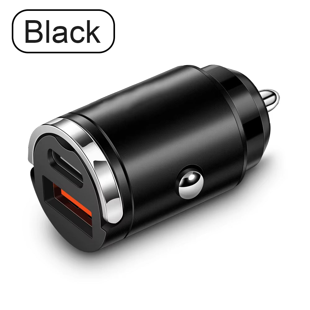 Mini PD USB Car Charger Lighter Type C Car Charger for Xiaomi Samsung Huawei Super Fast Charging QC3.0 Car Charger for Iphone